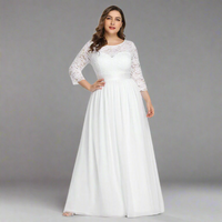 Anneliese | Premium Kleid mit Spitze für elegante Kurven – Weiß