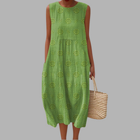 Altrude | Elegantes Baumwollkleid mit Taschen – Grün