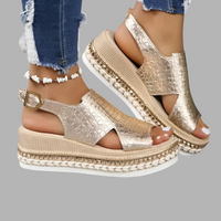 Agneta | Orthopädische Wedgesandalen für den Alltag – Gold