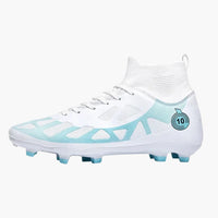 Unisex Fußballschuhe mit Stollen Sohle und Strick Kragen – Weiß mit Spikes