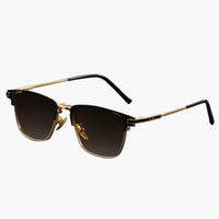 Damen Sonnenbrille mit eckiger Titanfassung und Polarisierung – Braun