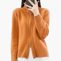 Luisa | Strickjacke mit Reißverschluss – Orange