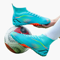 Herren-Fußball schuhe mit Schnürverschluss und Knöchelkragen – Türkis