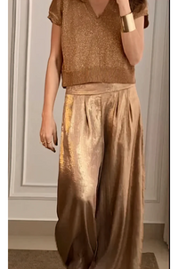 Sally - Frauen elegantes Metallic-Set – Alles Gold