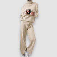 Yara | Pullover mit Rollkragen und lange Hose Set – Beige