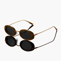 Damen Sonnenbrille mit runden Gläsern und UV-Schutz – Graugold