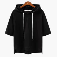 Edith | Kurzarm-Hoodie – Schwarz