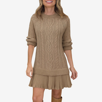 Trivora™ - Stilvolles & Warmes Strickkleid – Braun