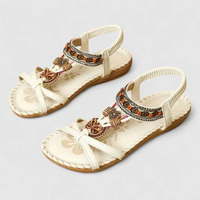 Viola | Damen Riemchen Sandalen Offen Flach Komfort Sommer Casual – Weiß Athena