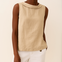 Serenity | Rollkragen Ärmellos Top – Beige