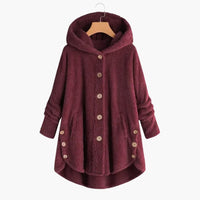 Damen jacke mit Kapuze und Knopfverschluss – Rot