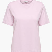 Damen T-Shirt mit Rundhals und kurzen Ärmeln aus Leichtstoff – Rosa