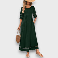 Lenava – Schwarzes Kleid mit transparenten Akzenten – Grün