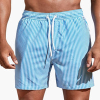 Herren Boardshorts mit Streifen und elastischem Bund – Hellblau