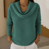 Danela – Eleganter Pullover Mit Wasserfallausschnitt – Grün