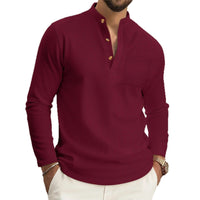 Elias | Leinen Henley Ferran für elegante Herren – Rot