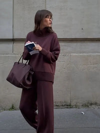 Nogaelle - Elegantes Sweatshirt Set Mit Lockerer Passform – Bordeaux