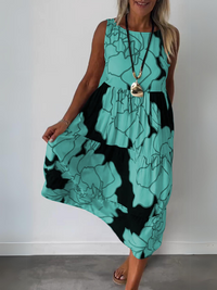 Sena - Sommer Blumenmuster Kleid – Grün