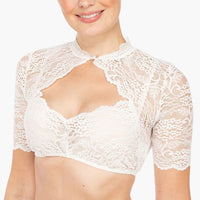 Spitzen Dirndl bluse mit Ausschnitt für Damen - Oktoberfest 2025 – Weiß