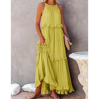 Damen Ausgestelltes ärmelloses Kleid | Maxi – Gelb