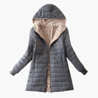 Damen Winter jacke mit Kapuze und Reißverschluss – Grau