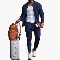 Herren Freizeitanzug mit Reißverschlussjacke und Jogginghose – Marine Blau