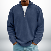 Snovia™ – Hochwertiger Herrenpullover mit Halbreißverschluss – Marinblau