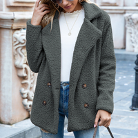 Teddy Damen Mantel Kurz | Elegant Lässig – Grau