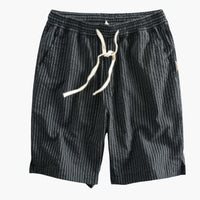 Herren Shorts aus leichtem Stoff mit Kordelzug und Muster – Schwarz
