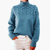Rollkragen Strickpullover für Damen – Himmelblau