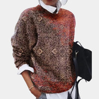 Damen pullover mit Rundhalsausschnitt und geometrischem Muster – Schwarz