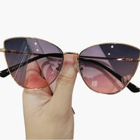 Damen Sonnenbrille mit UV400 Schutz aus Metall für Sommer – Gold-Hellgrün