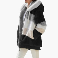 Damen jacke mit Kapuze und Reißverschluss – Schwarz