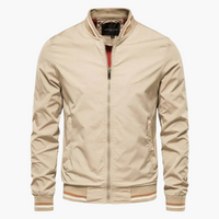 Herren Bomberjacke mit Reißverschluss und Rippbund – Beige