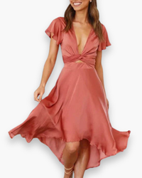 Damen Festliches Fließendes Kleid | Midi – Rosa