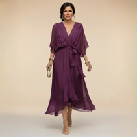 Lena | Chiffonkleid mit V-Ausschnitt für Damen – Violett