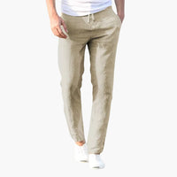Herrenhose mit Kordelzugbund und schmaler Passform – Beige