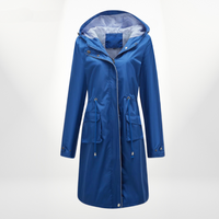 Damen Wasserdichter Trenchcoat | Mit Kapuze – Blau