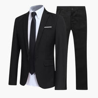 2-teiliges Anzug Set - Slim Fit Herrenanzug für Business Look – Schwarz