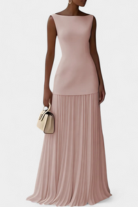 Chiffon Maxi-Abendkleid Silvana mit Falten – Rosa