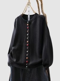Callie™ - Strickjacke mit Bunten Knöpfen – Schwarz