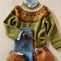 Arvy™ - Eleganter Vintage-Strickpullover – Grün