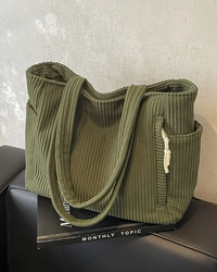 Hilda™| Gerippte Tragetasche mit Kordel-Detail – Grün