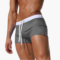 Kurze Badehose für Herren – Enganliegend mit Kordelzug – Grau