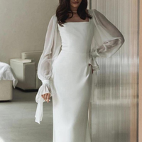 Damen Kleid mit Quadratischem Ausschnitt | Maxi – Weiß