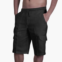 Herren Cargo Shorts mit Kordelzug und Taschen für den Sommer – Schwarz