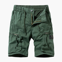 Herren Sommer Cargoshorts mit Reißverschlusstaschen und Kordelzug – Oliv
