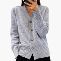 Stella | Elegante Strickjacke mit Herzknöpfen – Grau