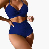 Bikini-Set - Damen Zweiteiler mit hoher Taille & Stil – Blau