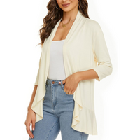 SEVDA - LEICHTER CARDIGAN MIT DREIVIERTELÄRMELN – Beige